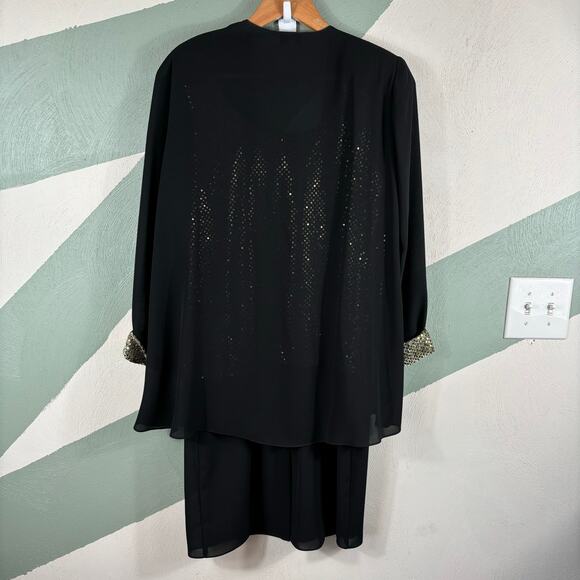 Vintage Patra 2-Piece‎ Evening Dress Sz 6 Petite Black Gold Metallic Holiday USA - Picture 9 of 9